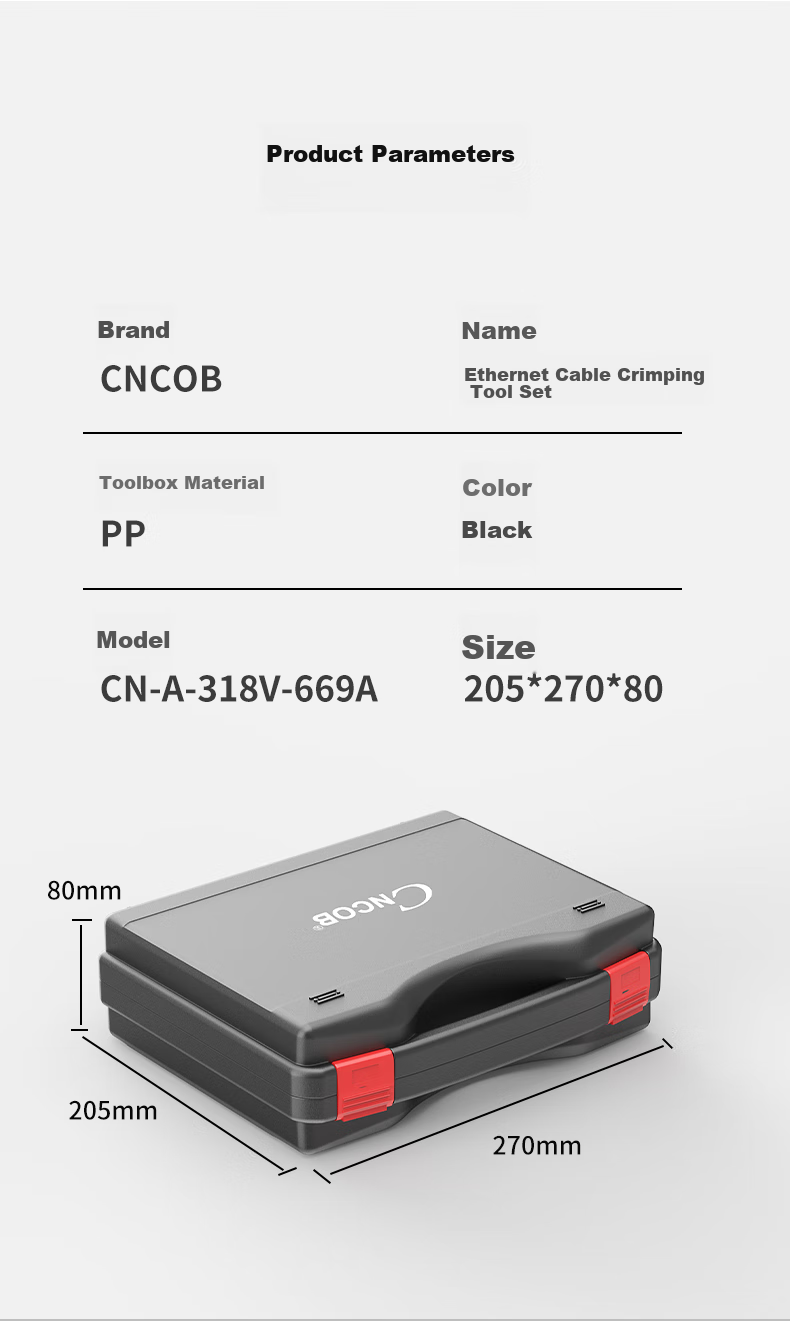 CNCOB Network Cable Crimper Tool Kit, Multifunctional Network Tester, Wire Stripper, RJ45 Crimping Tool Set, CN-A 10