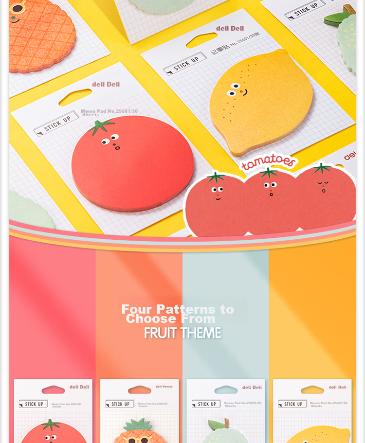 Deli 24 Packs of 720-Page Fruit-Themed Memo Pads, Creative Cute Message Paper/sticky Notes/self-Adhesive Message Book Back-To Essential 25601 2
