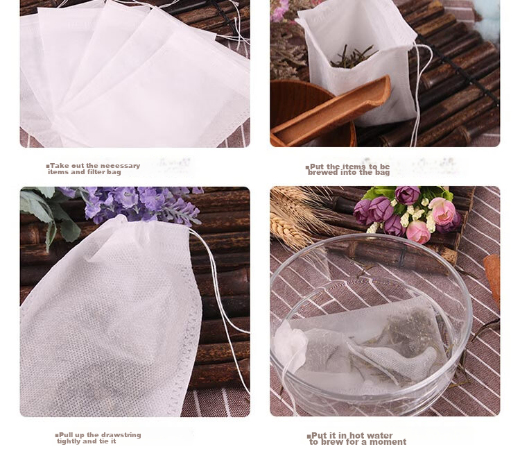 BJ Tea Bag, Herbal Medicine Infusion Gauze Bag, Non-Woven Fabric Herbal Medicine Dispensing Filter Bag, Marinade Seasoning Packet, Filtering Decoction Bag 15