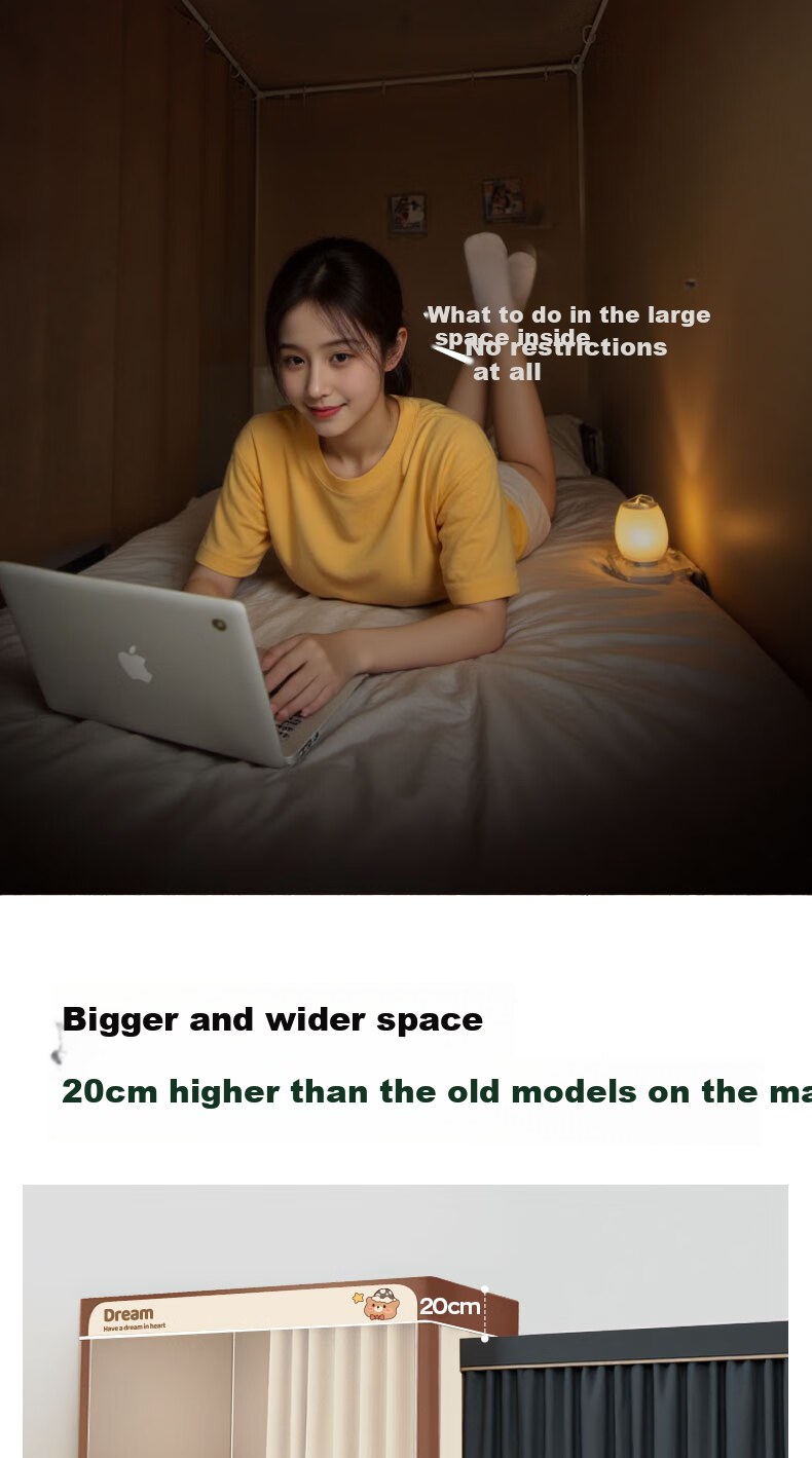 Miansiying Dormitory Bed Curtain for Bunk Beds, Strong Light-Blocking, Integrated Mosquito Net, Fully Enclosed And Surrounded, for College Students' Dormitories 11