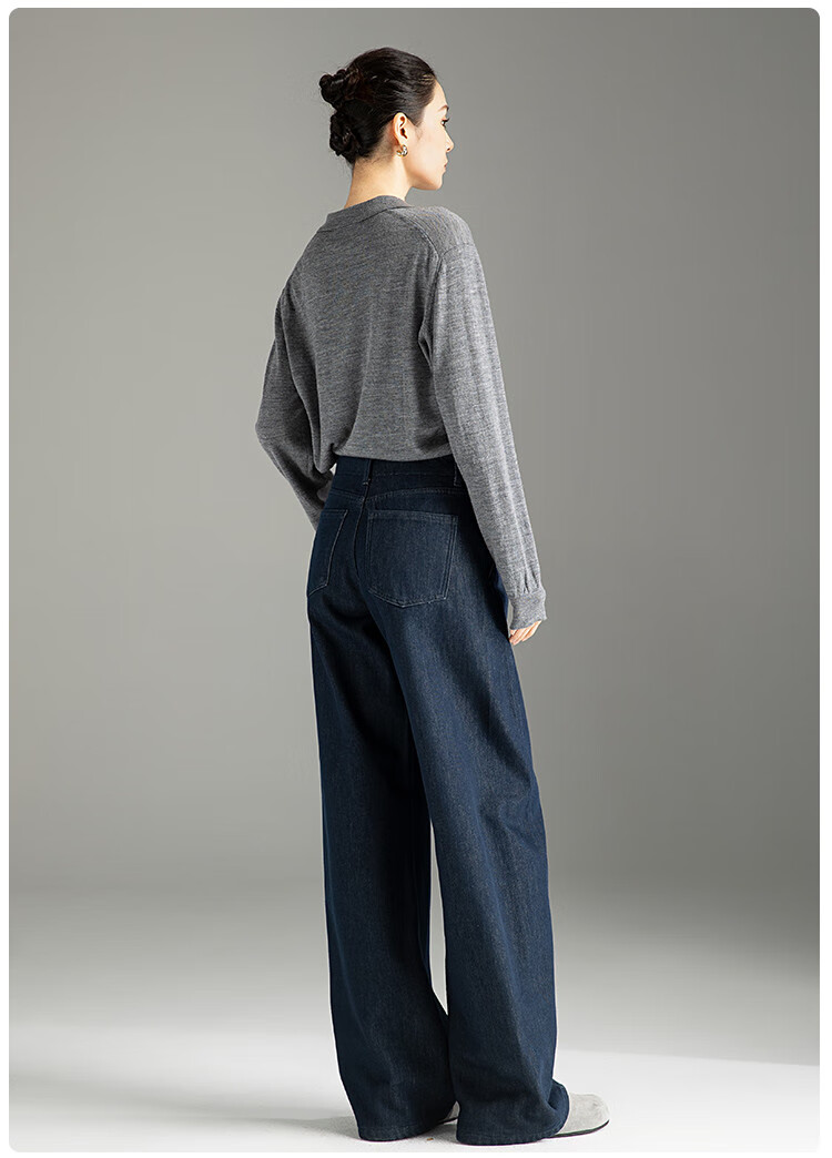 Dme Stretchy High-End Thick Fleece-Lined Warm Sickle Jeans for Women, Autumn And Winter, Cabri Blue, Size 26 9