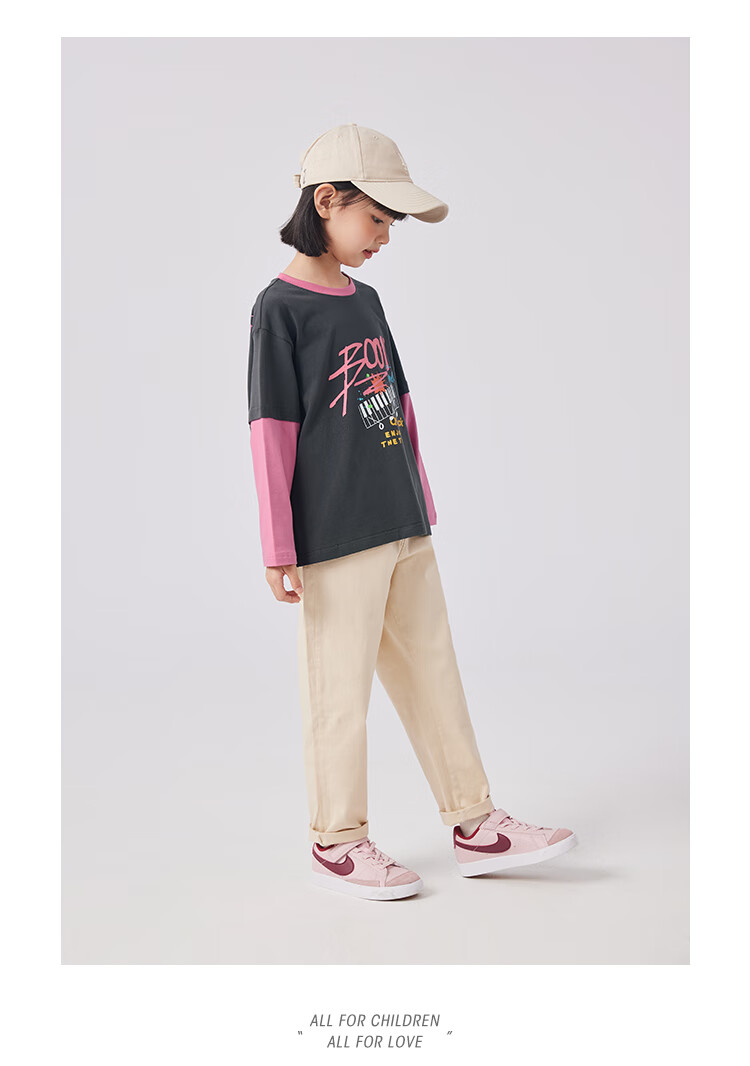 QQ DUCK Children's Clothing Girls' Long-Sleeve T-Shirt Undershirt Youth Wear Music Party White; 130 18
