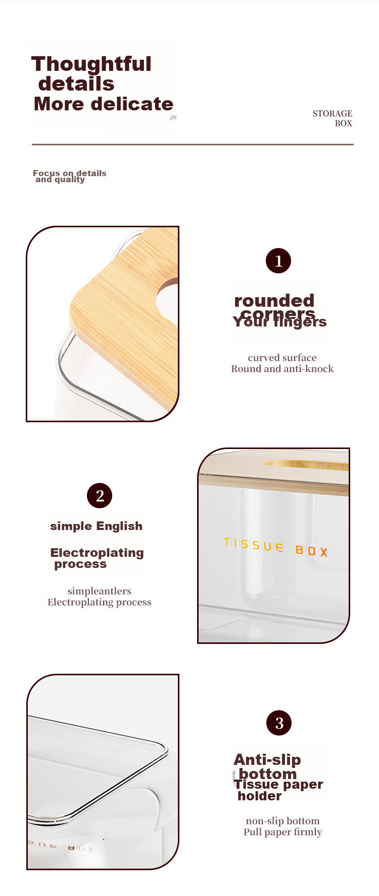 Baoshi Wall-Mounted Tissue Box, No Drilling Required, Made of PET Material, Wide Opening, for Facial Tissues And Toilet Paper, Bathroom Use 7