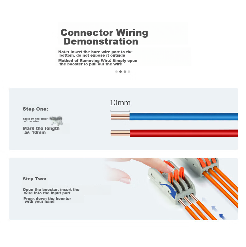Zhugu Quick Wire Terminal, Electrical Connector Splitter Quick-Connect Terminal Wire Connection Clip Terminal Block, Two-In Two-Out, Pack of 10 11