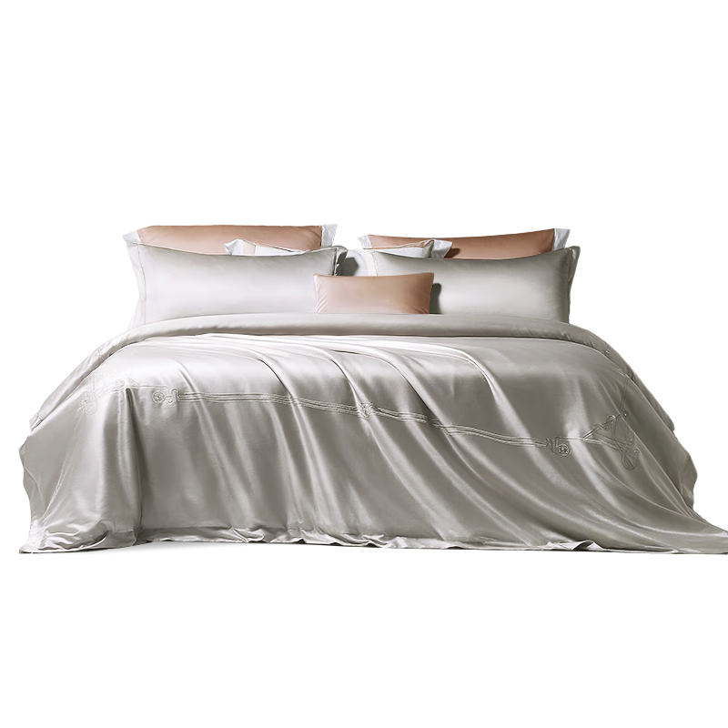 FUANNA High-End Bedding Set of Four Pieces, 140s Double-Thread Long-Staple Cotton Sateen Bed Sheet Set, King Size Duvet Cover, 230x229cm