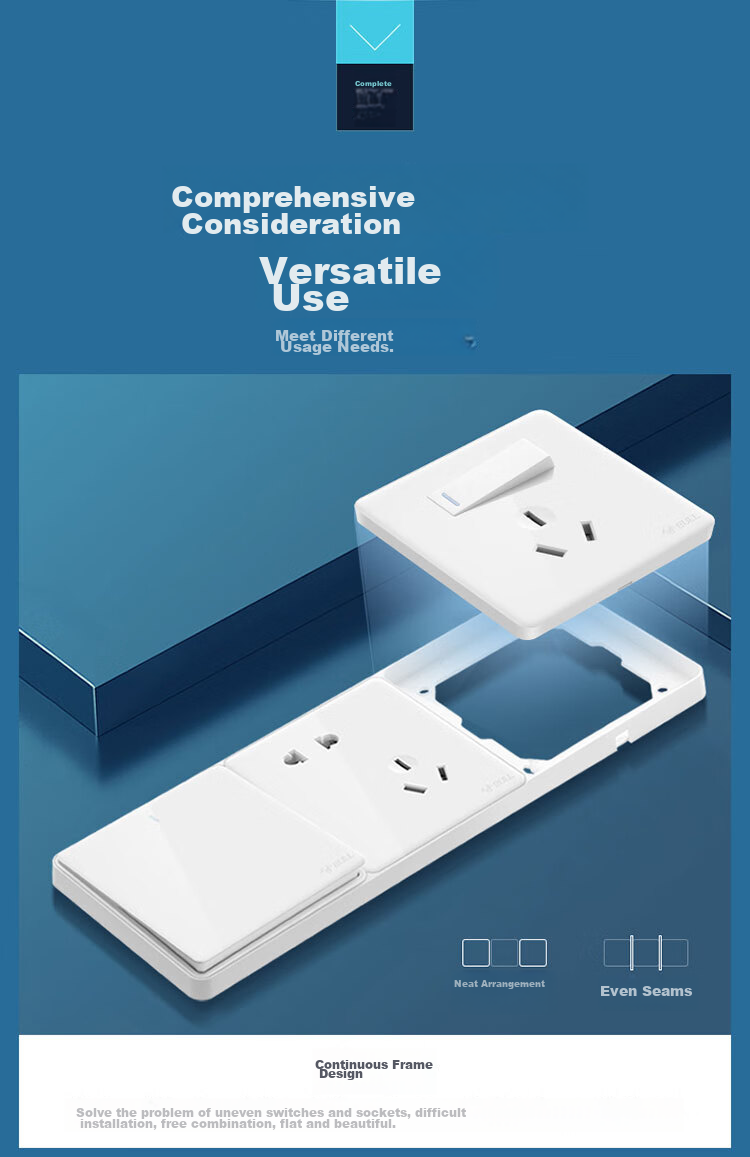BULL Switch Socket G28 Series, 16A Switch Socket with 86-Type Socket Panel, G28E204AS, Pearl White 9