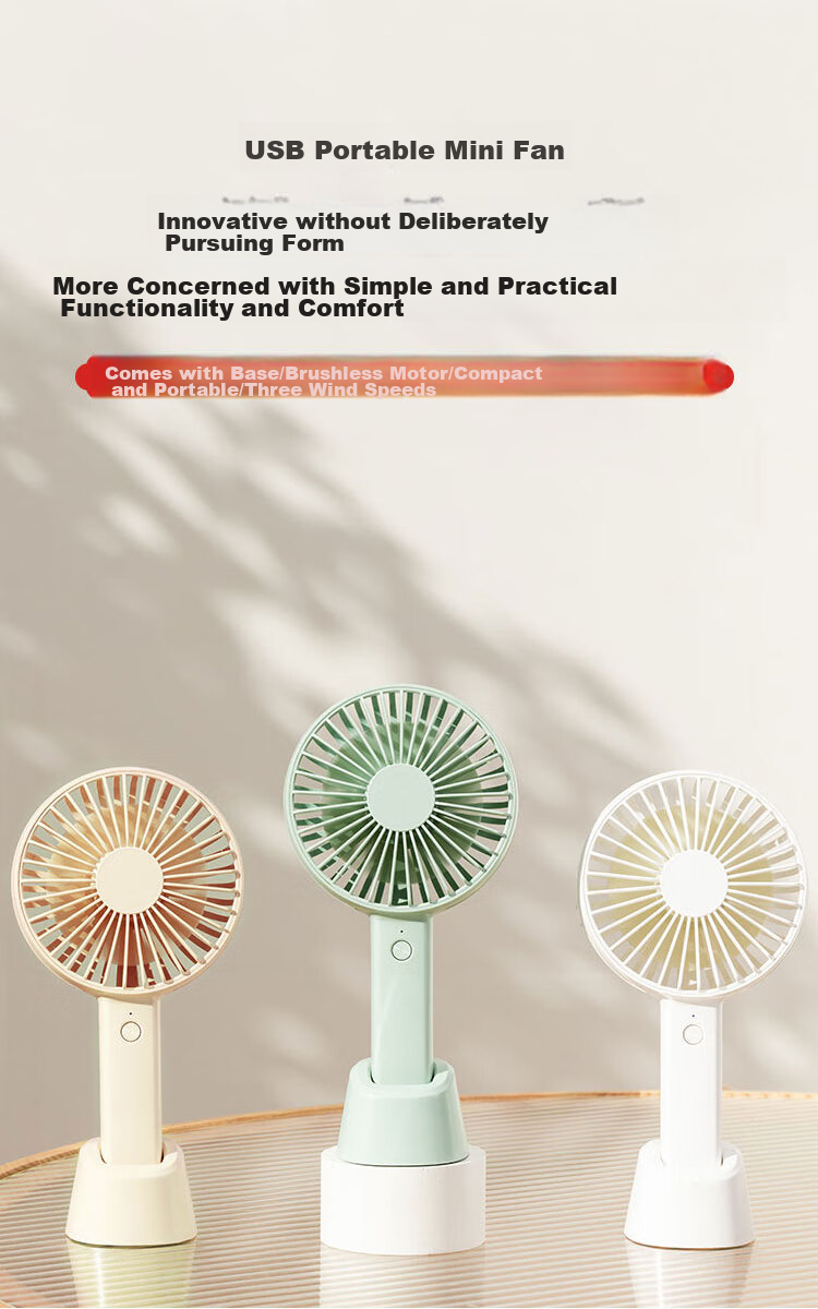 JD Original Handheld Desktop Dual-Use Portable Mini Fan, USB Rechargeable Quiet High-Power Electric Fan, Compact Personal Outdoor Camping Mini Desktop Fan, Mint Gree 4