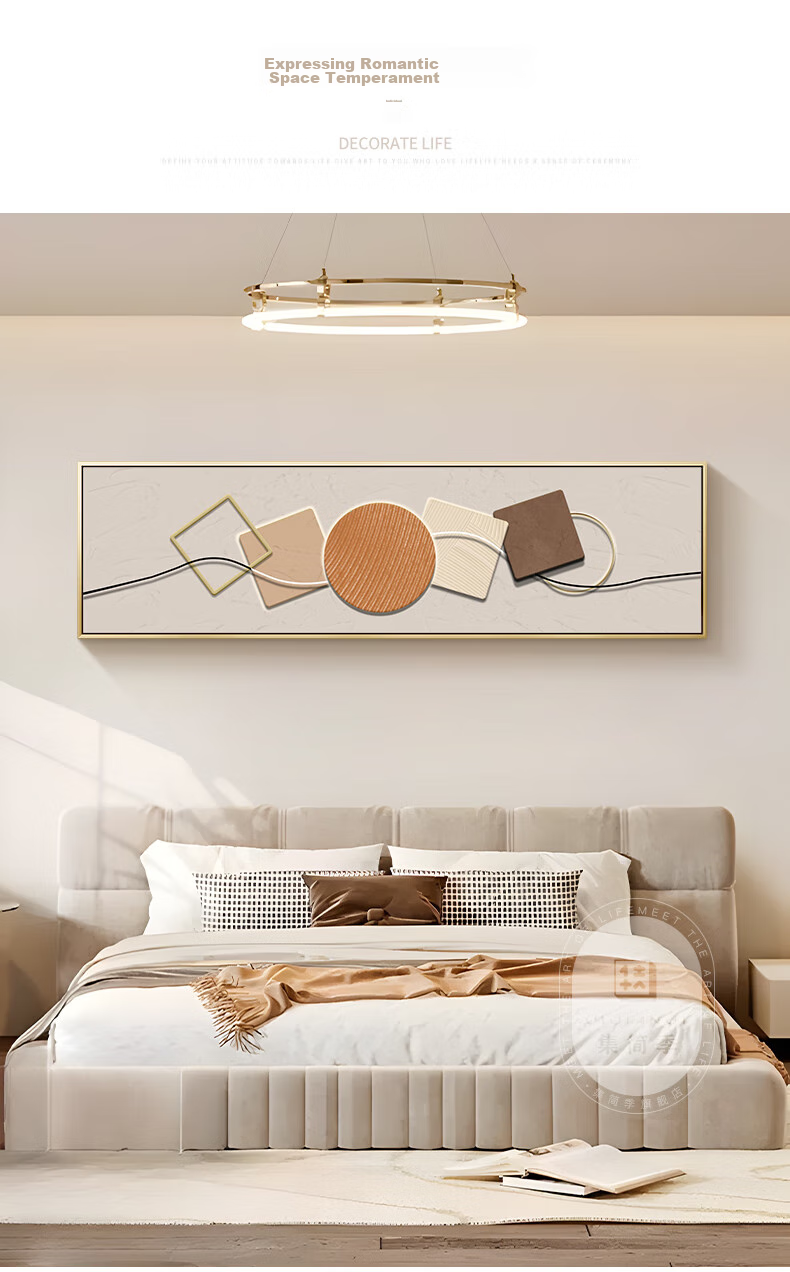 JIJUANJI Stone Fortune Bedroom Bedside Decorative Painting, Modern Light Luxury Horizontal Banner, Elegant Abstract Simple And Stylish Master Bedroom Wall Art 10