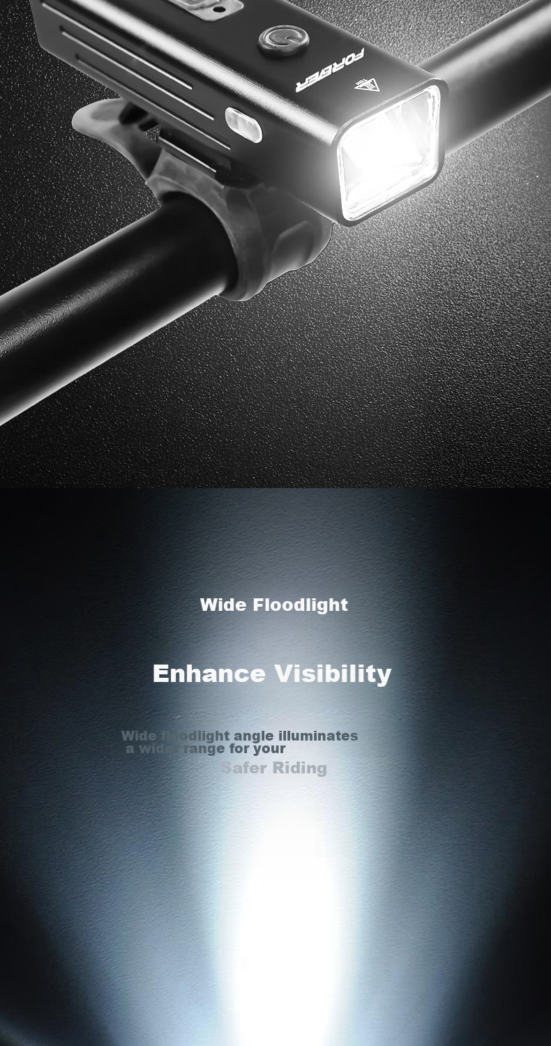 FOREVER Bicycle Front Light, Night Riding High Beam Flashlight, Rechargeable with 800 Lumens, 4 Light Modes, 2400mAh Battery 9