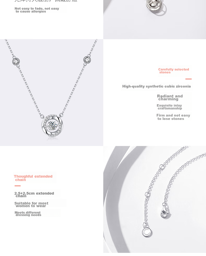 Fanci Three-Second Heartbeat Silver Necklace for Women Luxury Pendant Clavicle Chain Birthday Gift for Girls 9