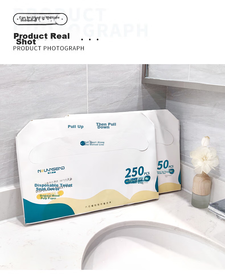 NOLANSEND Disposable Extended Toilet Seat Covers, Sterilized Grade, for Pregnant Women And Home Use, Portable for Travel, Blue, 10 Pieces Individually Wrapped 8