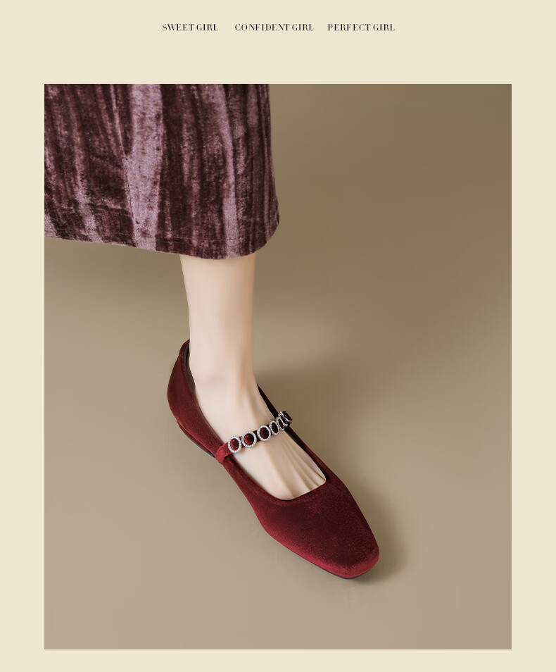 DAPHNE Red Wedding Shoes for Women, 2026 Summer New Style Bridal Shoes, Flat Chinese-Style Chunky Heel Mary Jane Women's Shoes, Shallow Mouth Flats 6