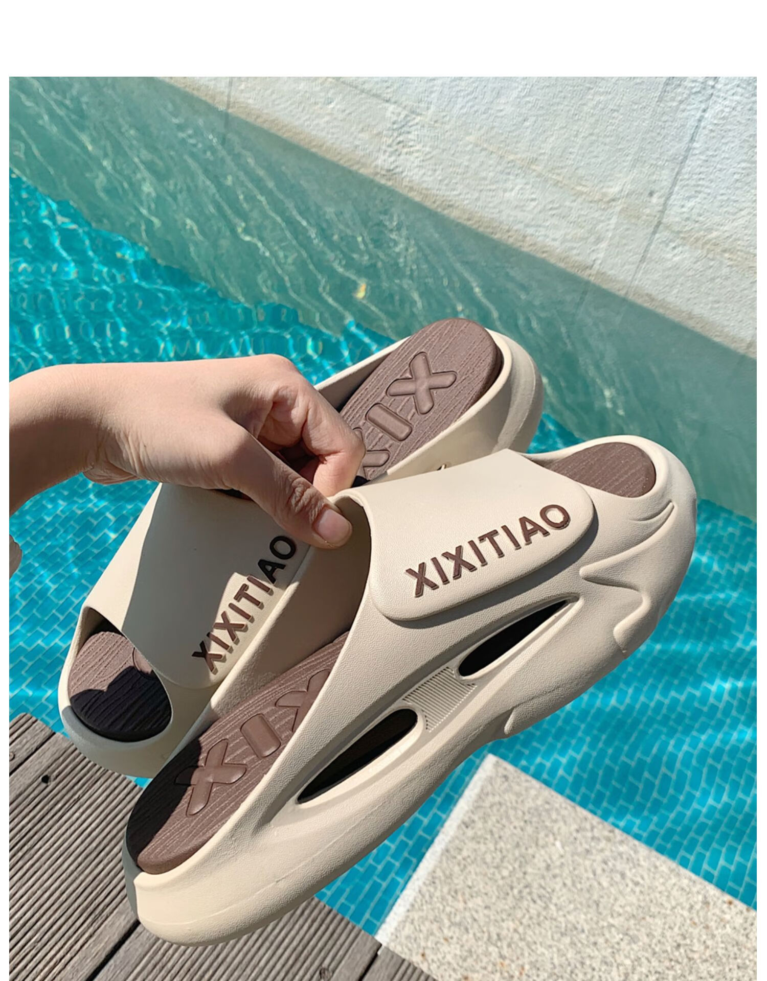 XIXITIAO Summer Trendy Fashion Slippers for Women And Men, Indoor Outdoor Wear, Sports Non-Slip Soft Sole Sandals, Lake Blue, Size 44-45 12