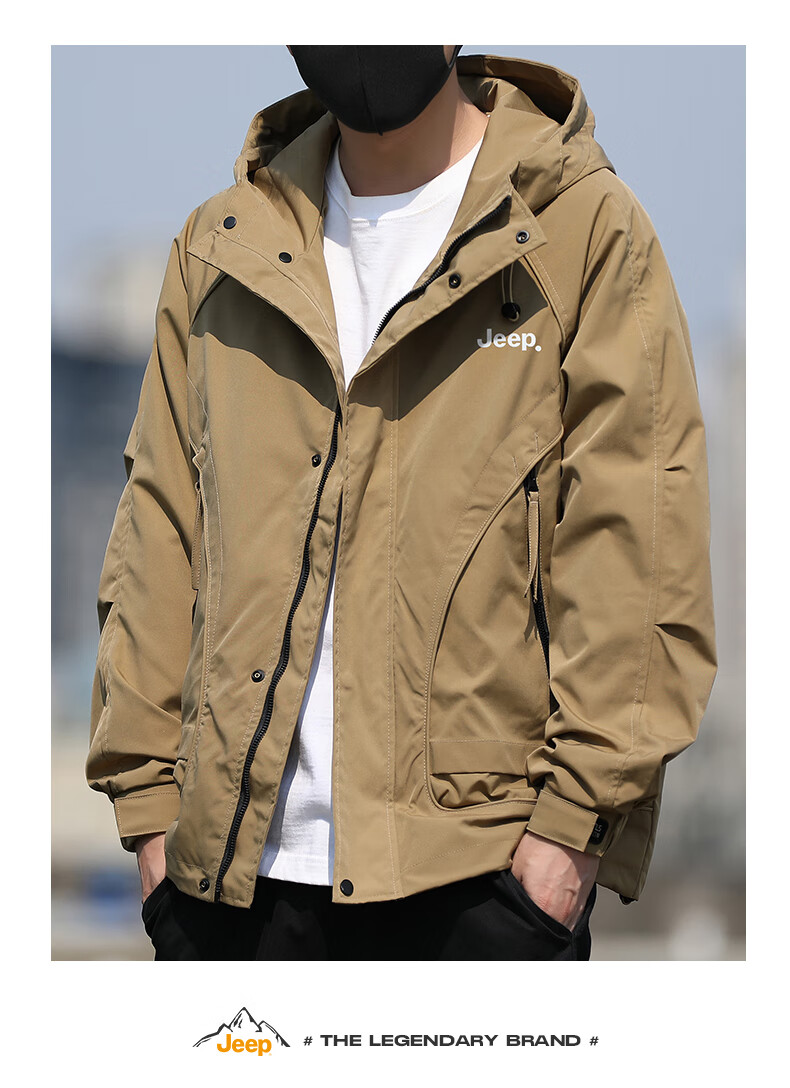JEEP Men's Jacket, Spring And Autumn Outerwear, Casual Loose Workwear Clothing for Men, Army Green with Cotton Lining, 4XL 12