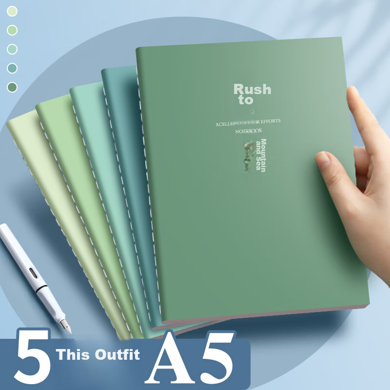Faramon [Back to School Essential], 5-Pack A5 Lined Notebooks, Simple Design for Middle School, High School And College Students, Exam Preparation Soft Cover Notebooks, Thread-Bound Notebooks, Thick Stitched Notebooks, A5 Light-Colored Versio