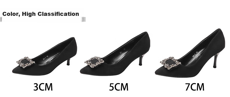 CARTELO Rhinestone Pointed Toe Pumps Snowflake Buckle High Heels KCC-6688 Black (7cm) Size 39 4