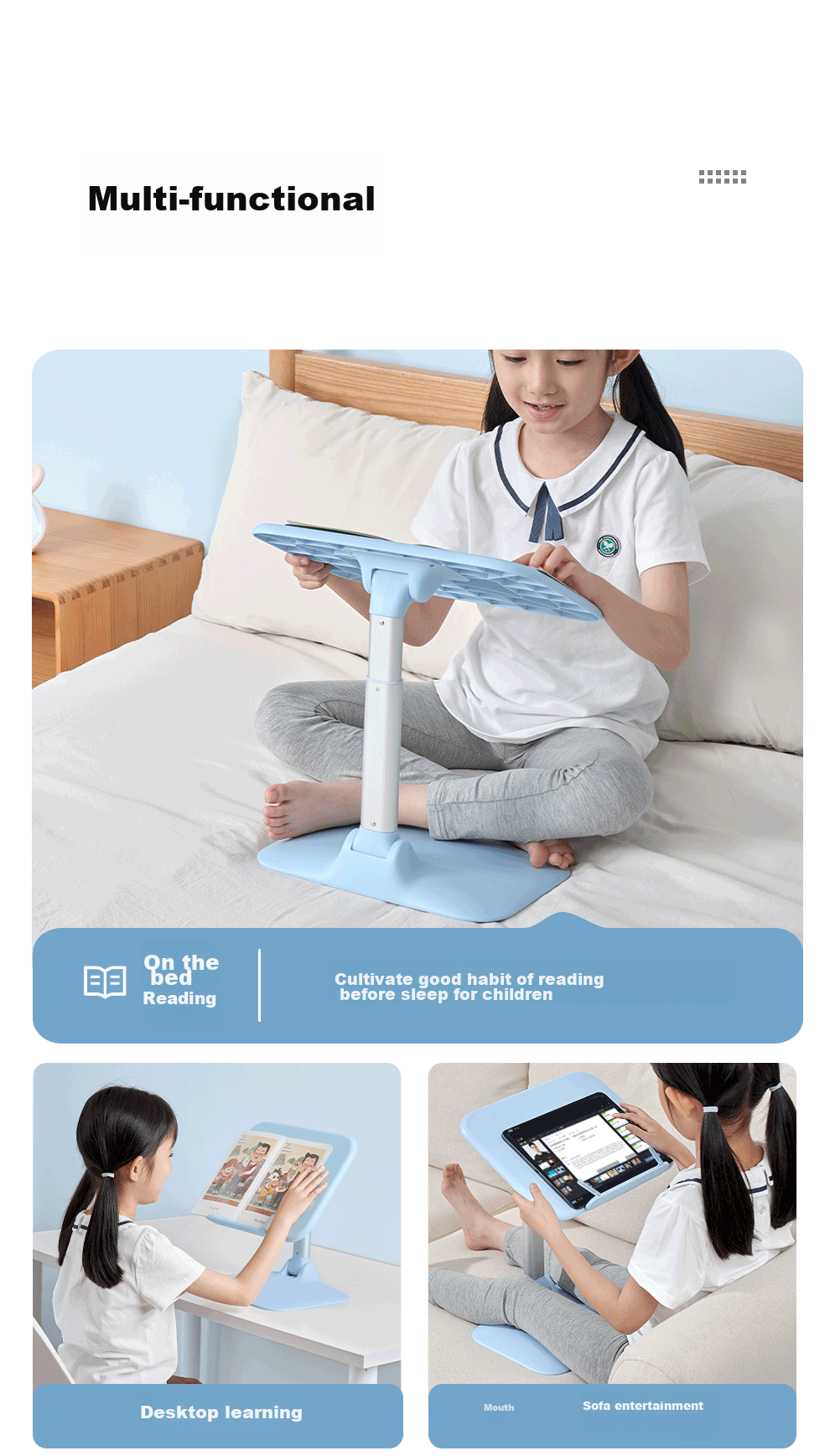 Saijing M2 Bed Reading Table, Book Holder, Baby Drawing And Writing Desk, Movable And Height-Adjustable Small Table for Reading Picture Books 4