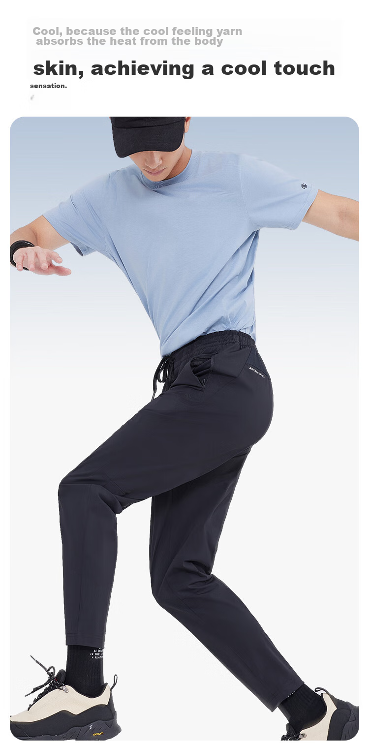 JD Original Men's Sports Pants, Quick-Dry Casual Trousers, High-Elastic Breathable Running Pants for Men, Navy Blue XL 5