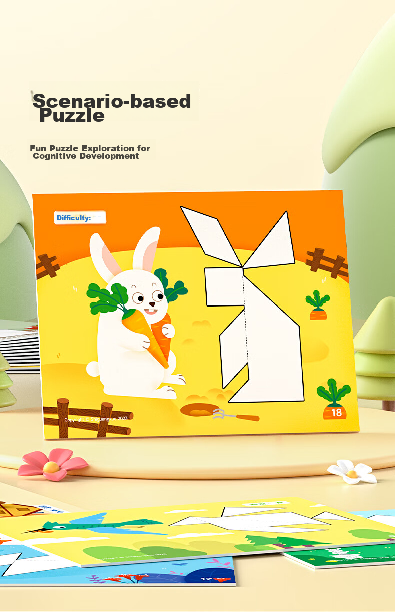 SHIGUANGXUE Early Education Magnetic Tangram, Children's Toy Puzzle, First Grade Math Educational Tool, Birthday Gift for Boys And Girls 4