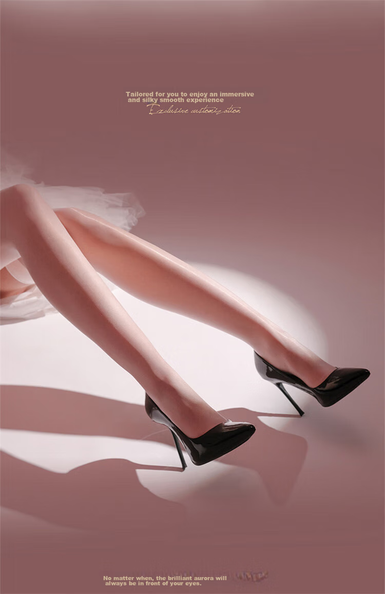 LangSha Horse Oil Silk Stockings, Mid-Calf Length, No Edge, 0D Ultra-Thin Black Silk Thigh-High Socks, Glossy Reflective Socks, Smooth And Shiny Long Tube Socks 3