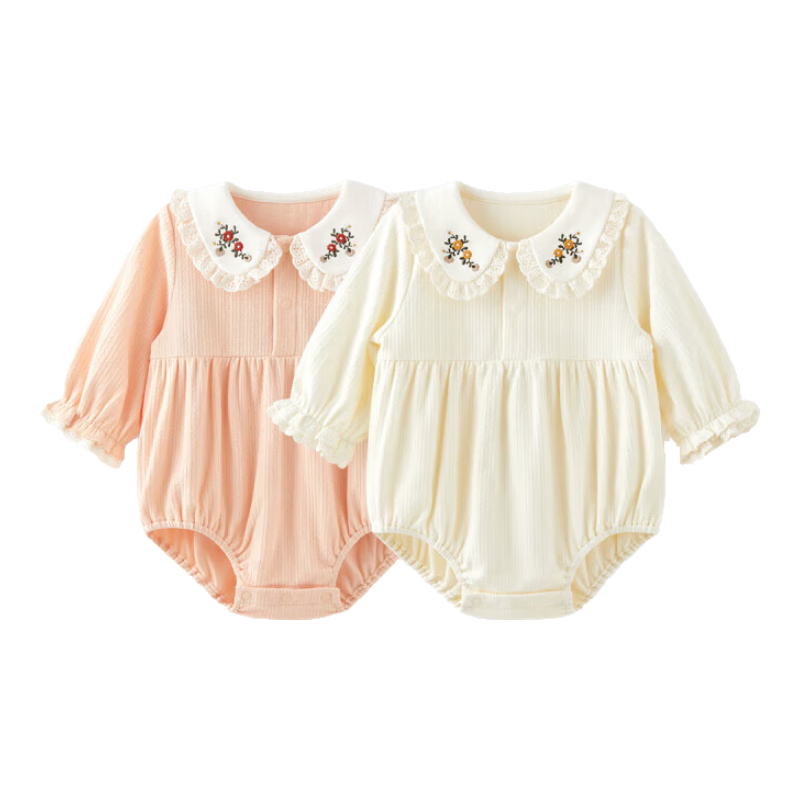 Wismorni Baby Romper, Spring And Autumn Long-Sleeve Bodysuit for Girls, Triangle Onesie, Sweet Autumn Outfit