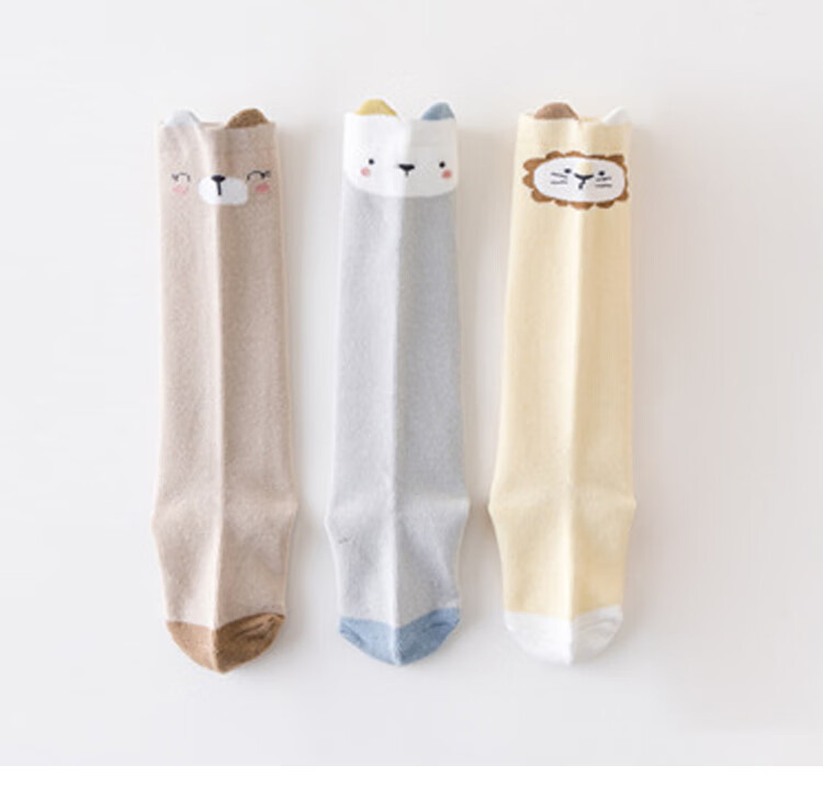Aibaoshi Baby Socks Spring And Autumn Style, 0-1 Year Old Infant Over-Knee Long Socks, Newborn Socks, Size S, 3 Pairs Pack, Animal Pattern S569 13