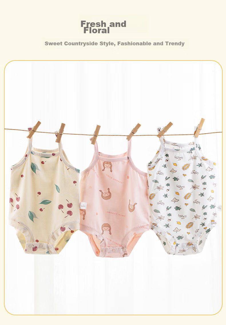 Huanxixiaoxiong Baby Bodysuit, Pure Cotton Vest Undershirt Romper Onesie, Infant Sleeveless Bodysuit, 2-Piece Set 2