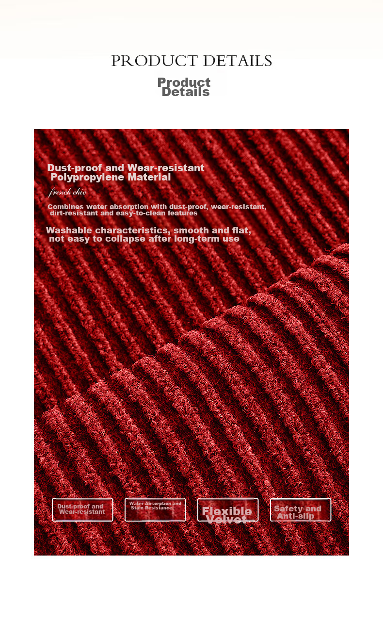 Yishang Premium Red Entrance Door Mat Laser Embroidery Villa Luxury Front Door Non-Slip Floor Mat Carpet 3