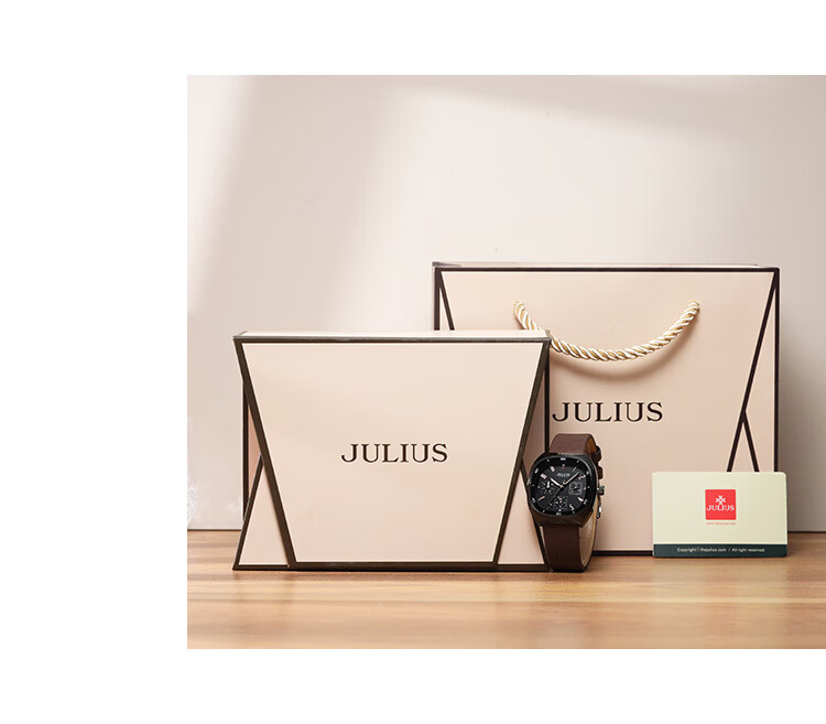 Julius Ladies' Gift Box Multifunctional Six-Dial Elegant Waterproof Quartz Watch for Women And Students, Black Coffee MGSL-1443C 7