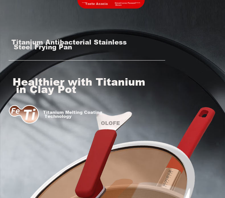 OLOFE Non-Coated Titanium Frying Pan, Titanium Flat Bottom Pan, Yin Zun Third Generation Non-Coated Baby Food Small Frying Pan, 28cm 3