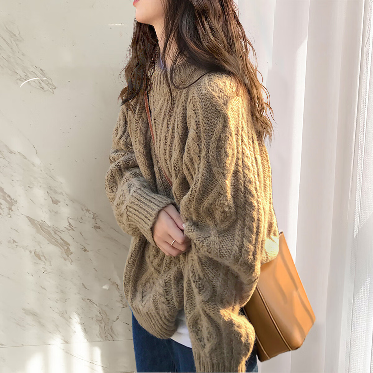 TonLion 2025 Autumn Winter Retro Style Cable Knit Women's Crew Neck Pullover Sweater