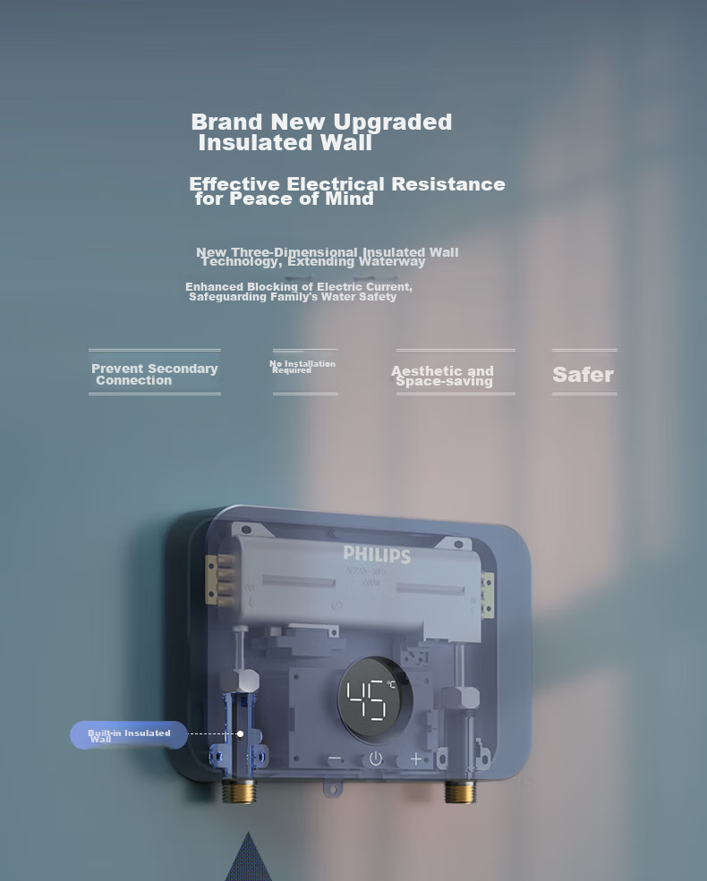PHILIPS Instant Mini Kitchen Treasure Electric Water Heater MINI Blue, 5500W Stepless Frequency Conversion, Instant Heating, Smart Constant Temperature, Household Kitchen Hot Water Treasure, Subsidy 15%, AWH1053 12