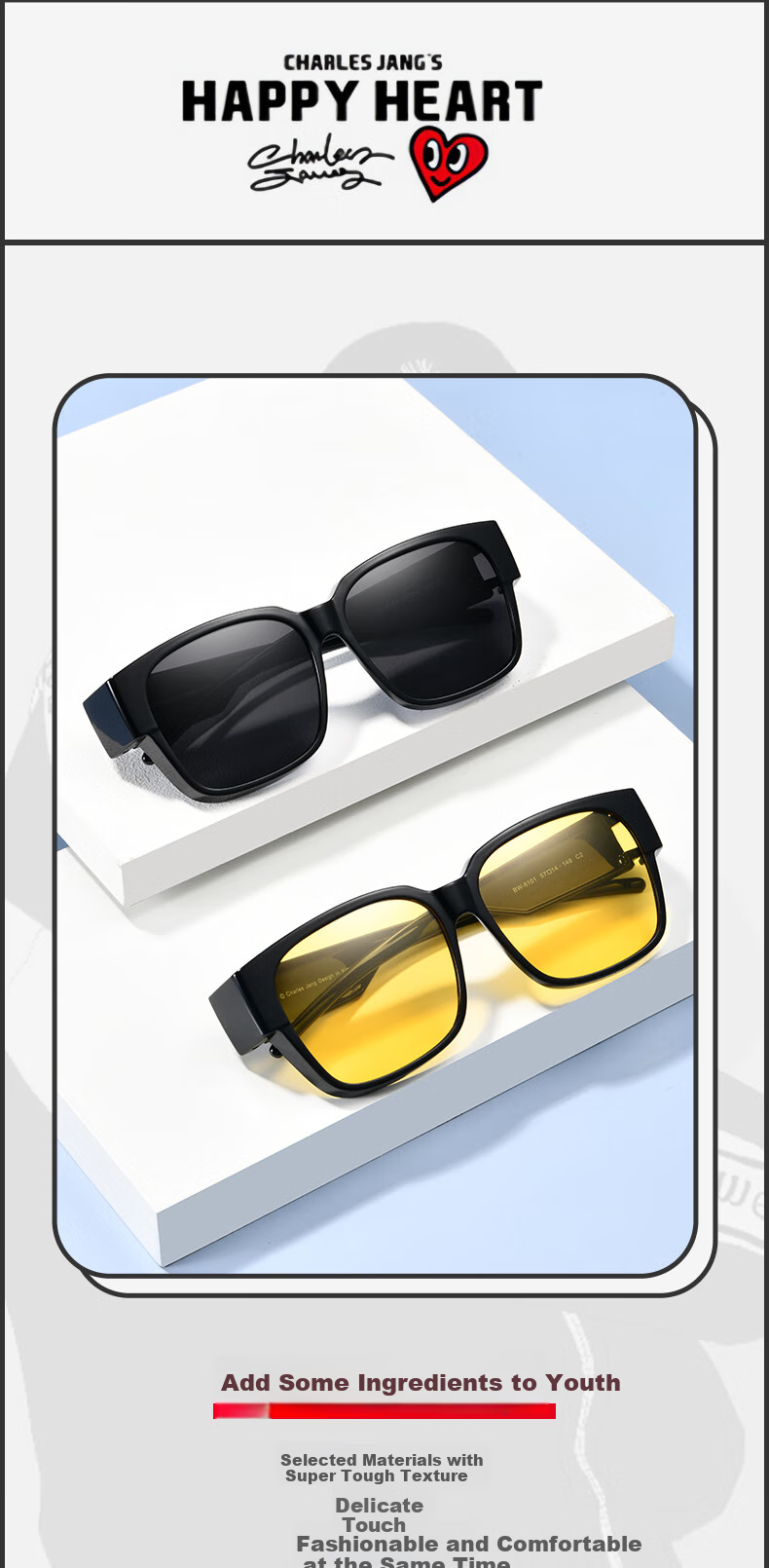 Chaersitaoxin Polarized Night Vision Glasses Clip-On UV Protection Sunglasses for Nearsighted Men And Women, Driving-Specific CH-8101 Letter Style 2