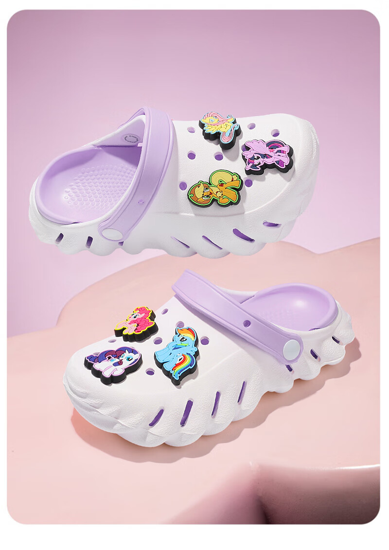 My Little Pony Kids Slippers Girls Summer Sandals Beach Shoes Round Logo Purple Size 36-37 10