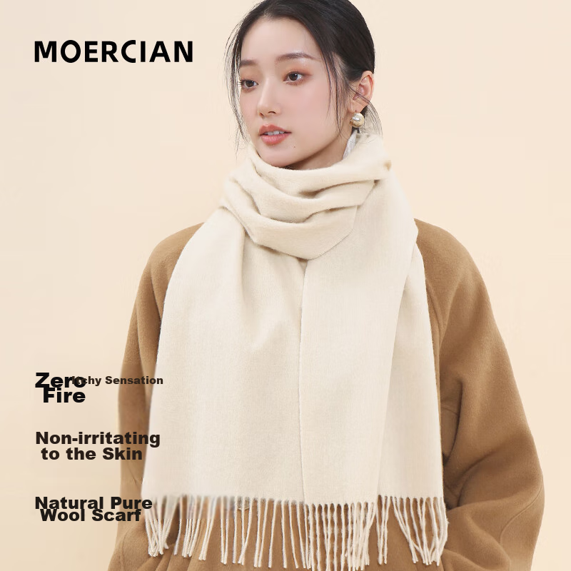 Женский шарф MOERCIAN из 100% шерсти, роскошный однотонный зимний шарф, подарочная коробка, подарок на День святого Валентина, Новый год, день рождения для мамы