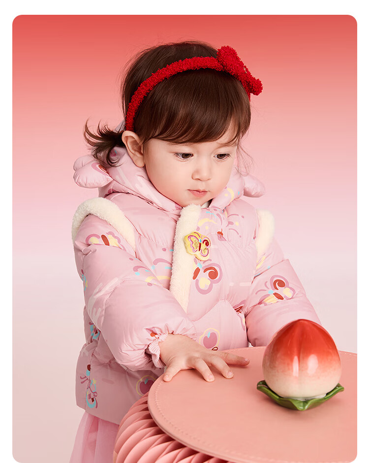 BALABALA Kids Down Jacket Boys Girls 2025 New Spring Festival Red Baby Coat Thickened National Style 4