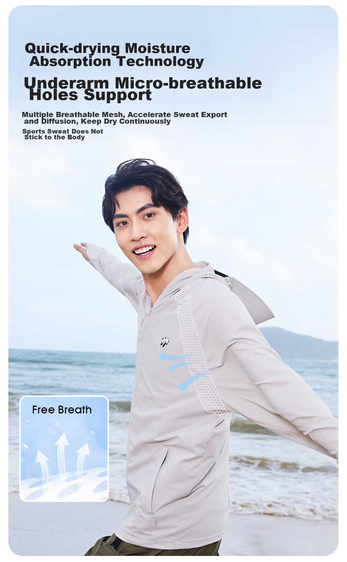 CAMEL [Panda Collaboration], Cool White Outdoor Sun Protection Clothing for Men And Women, UV-Resistant Ice-Cool Sun Protection Garment 11