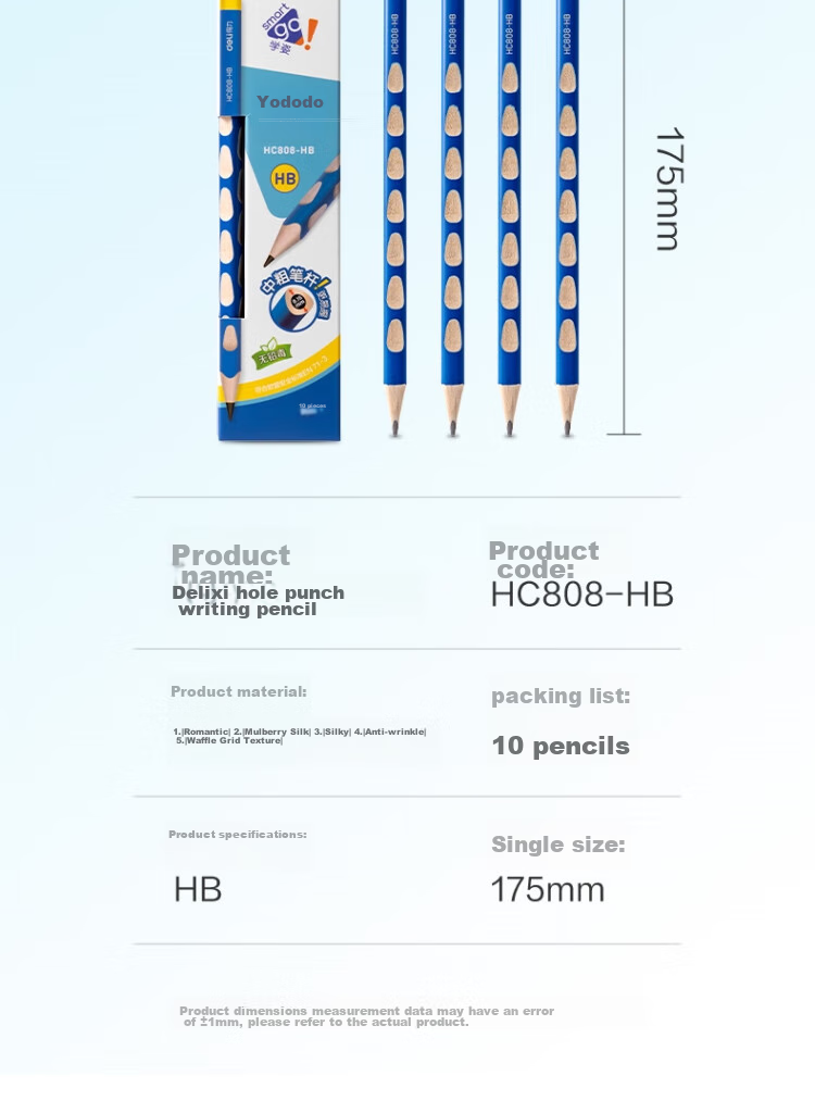 Deli Perforated Pencils, 10 Pieces, HB Medium Thick Triangular Grip, Easy to Hold, Small Hand Grip, Posture-Correcting Pencil, Student Writing Practice Pencil, HC808-HB, Back-To Stationery 15