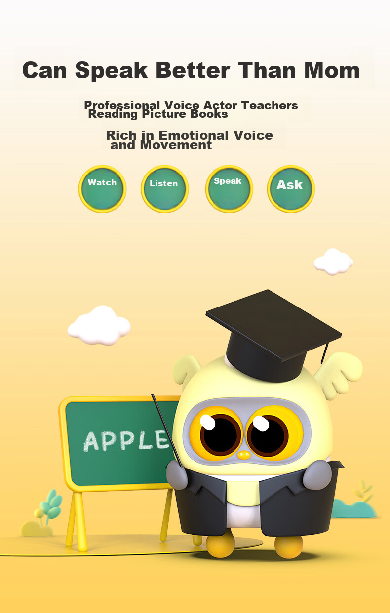 Ling Luka Mini Reading Machine, Early Education Storyteller, AI Companion Robot, Intelligent Interactive Encyclopedia, Question And Answer, Children's Songs, Chinese Classics, Preschool Enlightenment, Ages 0-3 Birthday Gift 7
