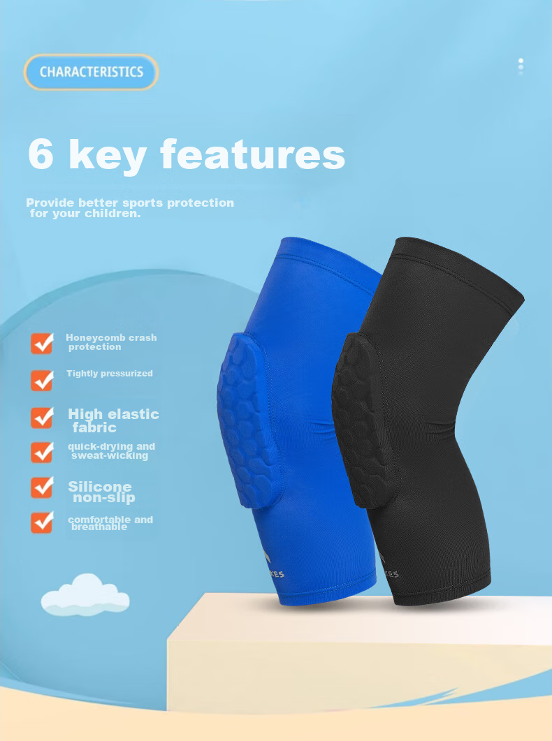 NAILEKESI N Sports Children's Knee Pads, Goalkeeper Basketball Football Honeycomb Impact Protection Gear, Training Leg Guards, Meniscus Knee Anti-Fall Protectio 3