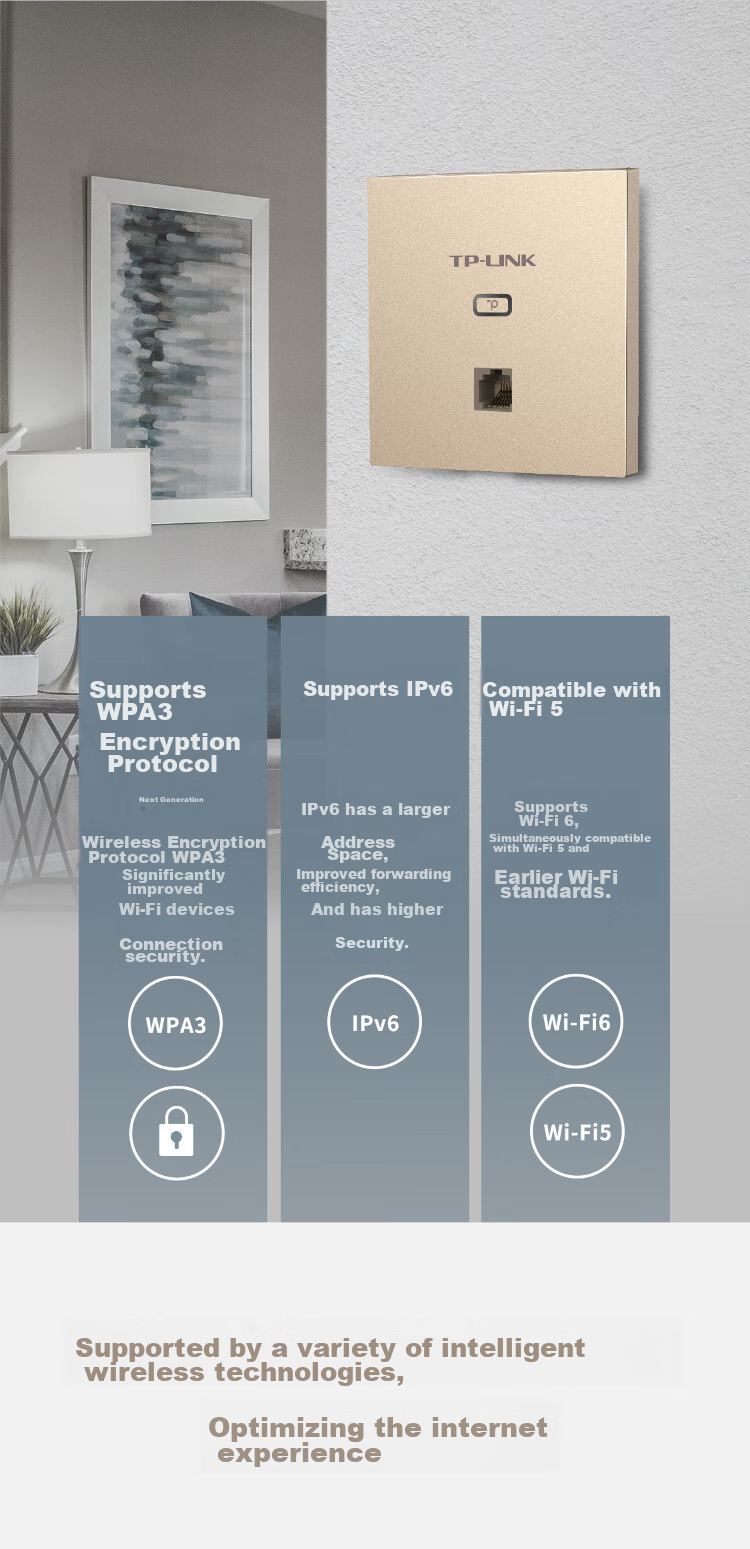 TP-LINK AX1500 Dual-Band Gigabit Whole-House WiFi 6 Panel AP Router, POE Powered AC Managed, TL-XAP1502GI Thin Champagne Gold (Square) Easy Expansion Versio 7