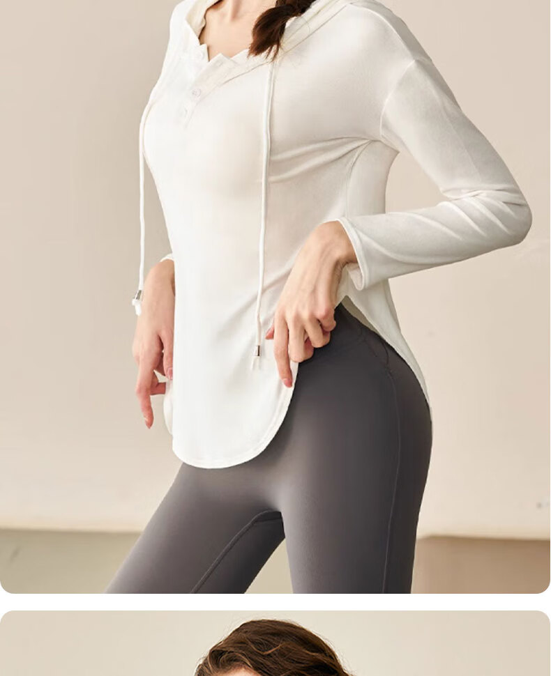 XUEXIMAN Yoga Wear Sports Top for Women, Loose-Fitting Elegant Quick-Dry Long Sleeve Outer Wear Casual Jacket, Hooded Pilates Fitness Clothing 12