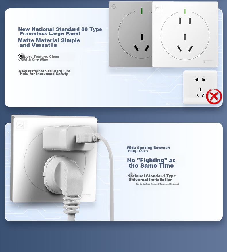 Juedian Waterproof Switch Socket, New National Standard 86-Type Panel, Surface Or Concealed Mounting 10A Five-Hole Wall Plug, Outdoor Rainproof, International IP68 Waterproof Certification, Matte Panda White 12