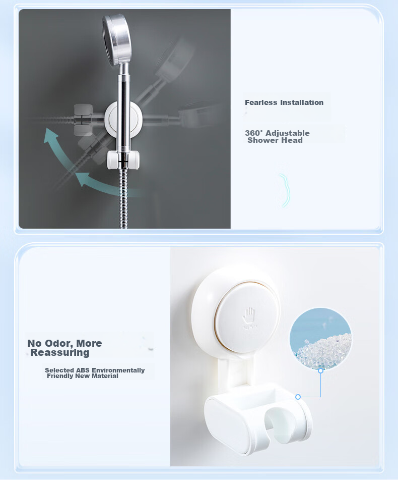 Taili [Best-Selling] Suction Cup Shower Head Holder, No Drilling Required, Shower Bracket Base with Multiple Adjustable Positions And Fixatio 8