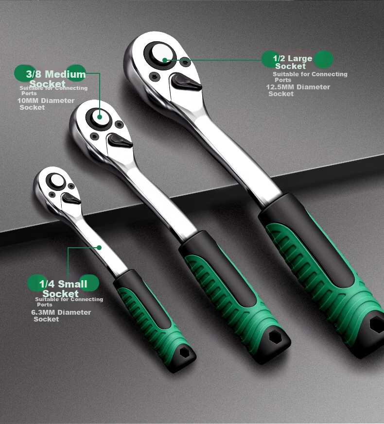 Baolian Ratchet Socket Wrench Set, Universal Multi-Functional Hexagonal Quick Large Socket Set, Auto Repair Tool Kit Combinatio 2