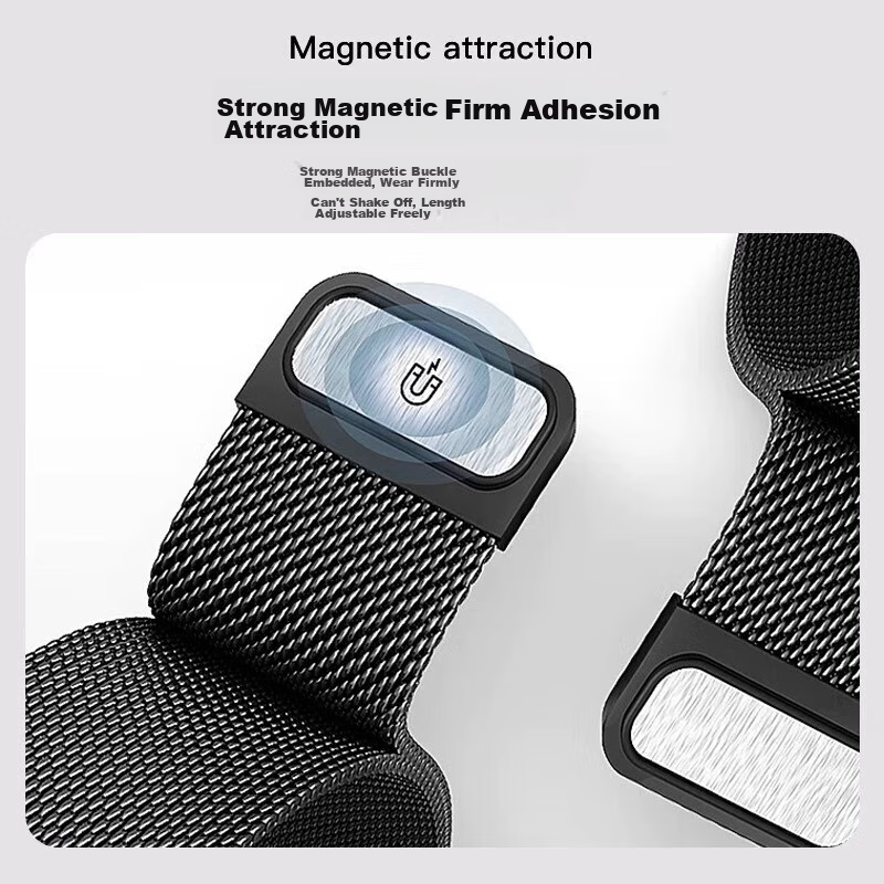 ESCASE Magnetic Milanese Loop Compatible with Xiaomi Redmi Watch 5 Strap, Metal Magnetic Waterproof Breathable Buckle Replaceable Wristband for Xiaomi Redmi 4, Black 6