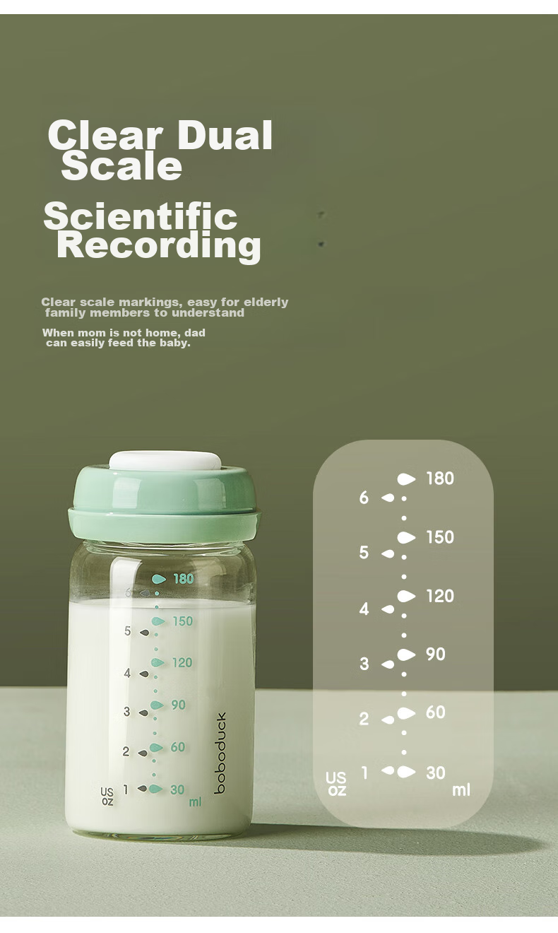 Boboduck Glass Breast Milk Storage Bottle, Wide Neck 180ml, 9310 9
