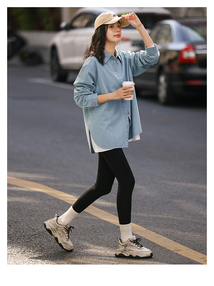 Dme [Light-Colored Denim Shirt] Spring And Autumn Youthful Age-Reducing Artistic Elegant Simple Basic Shirt for Wome 8
