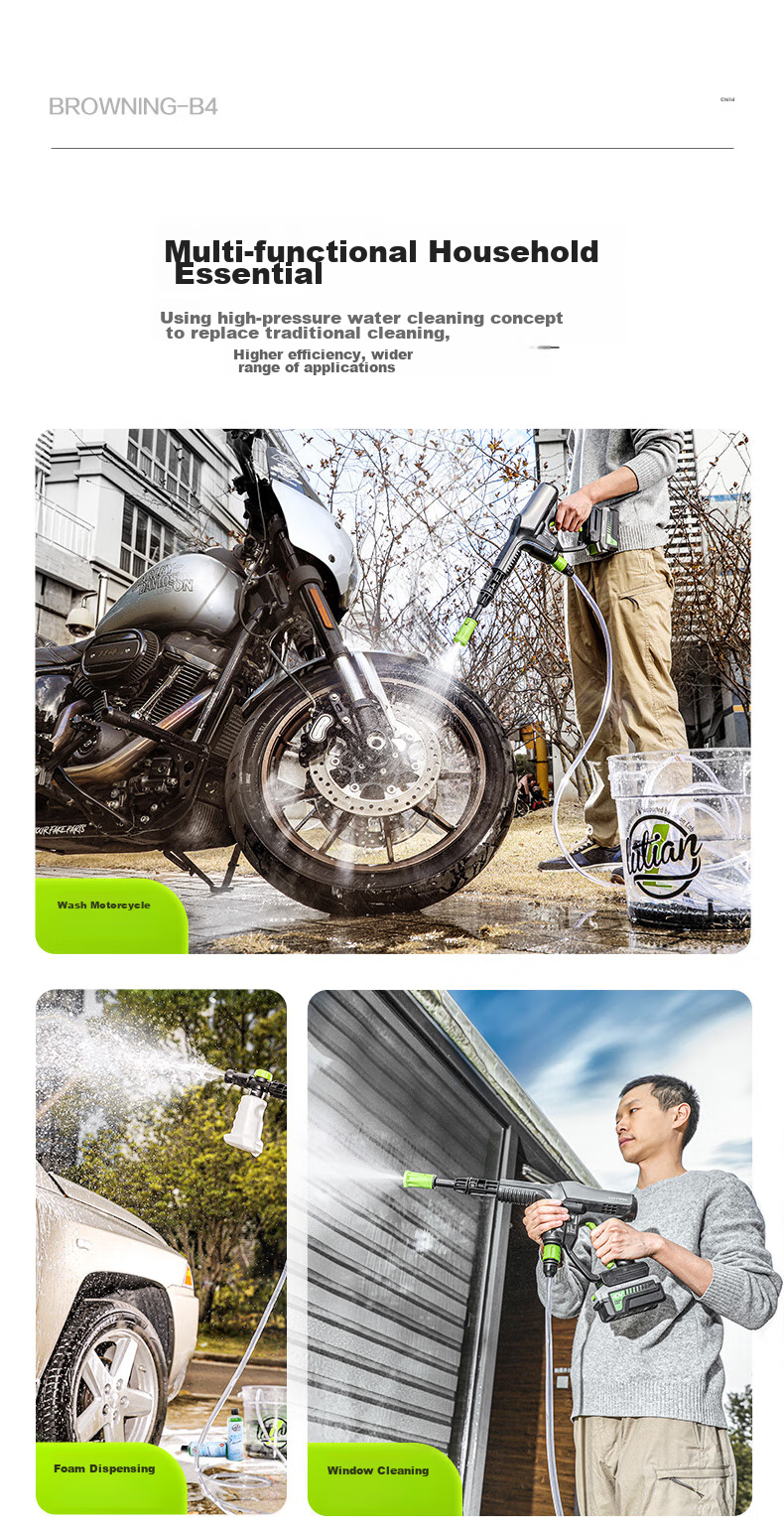 LUTIAN Wireless Portable Car Washer, Outdoor And Home Use Lithium Battery Cleaning Water Gun, High-Pressure Spray Handheld E2PRO 8
