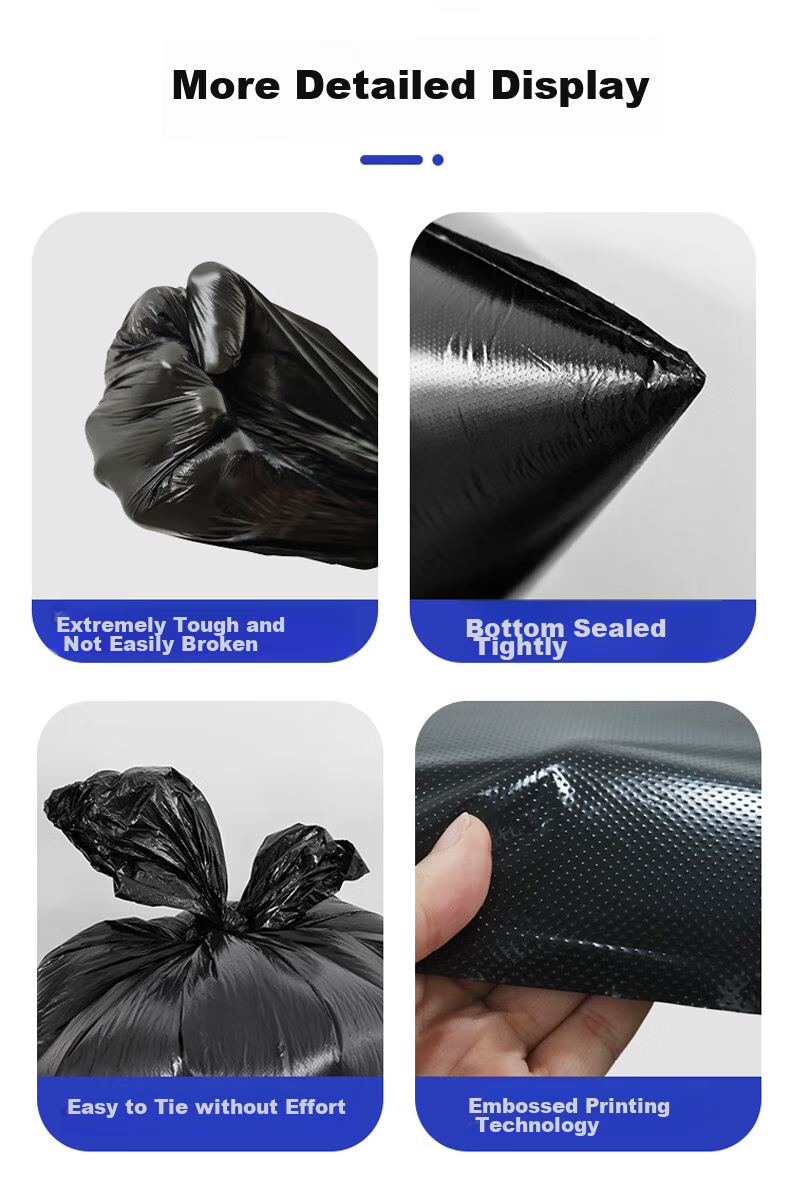 Mandelai Thickened Garbage Bags, Flat Top, 60*80cm, Double-Sided 3 Mil Thickness, 50 Count, Medium to Large Size Plastic Bags for Trash Can, Black 10
